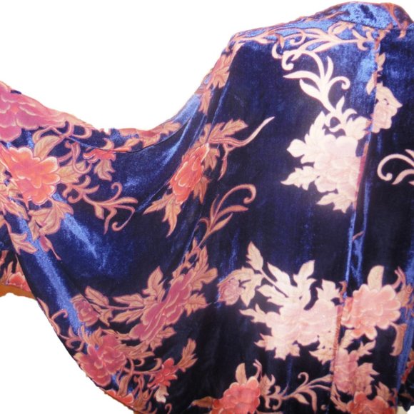 Velvet Kimono Large Jacket Cardigan Floral - Picture 5 of 6